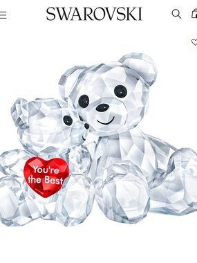 Swarovski Clear Crystal Bear Pair with Red Heart saying You’re the best.